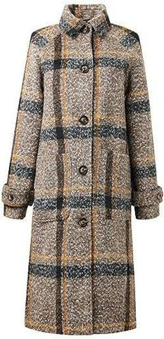 Plaid Single-Breasted Wool-Blend Coat