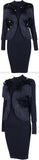 Black Embellished Fringed Knit Dress
