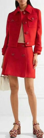 Wool-Blend Cropped Jacket & Skirt Set | DESIGNER INSPIRED FASHIONS