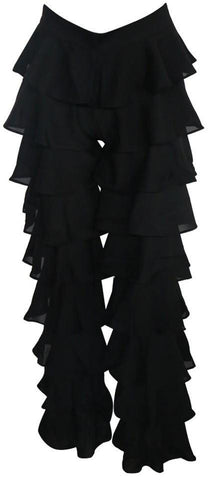 Black Ruffle Tiered Pants - DESIGNER INSPIRED FASHIONS