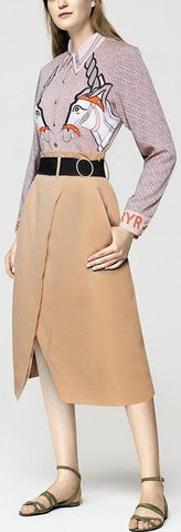Unicorn Print Shirt and Skirt Set