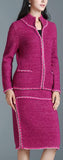 Knit Wool-Blend Jacket & Skirt Set