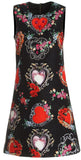 Heart Printed Jacquard Mini Dress