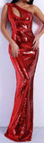 Red Sequin Cut-Out Gown
