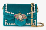 Broadway Velvet Mini Bag, Peacock Blue