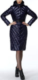 Paneled Puffer Coat with Removable Fur, Blue