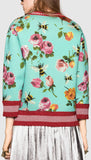 Rose Print Double Fleece Sweatshirt - DESIGNER INSPIRED FASHIONS