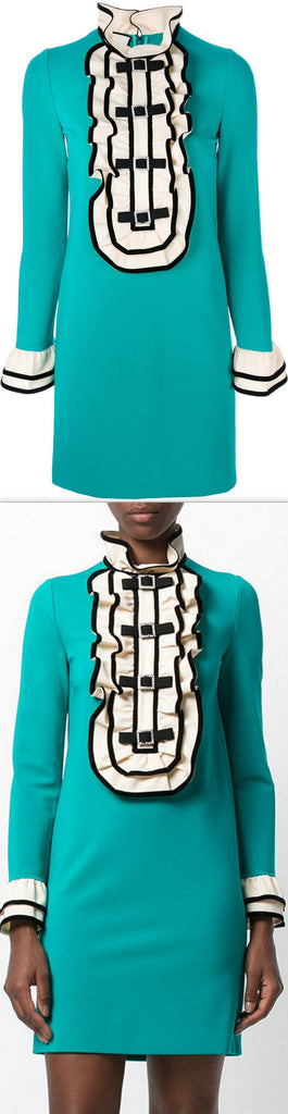 Ruffled Bib Mini Dress - DESIGNER INSPIRED FASHIONS