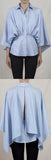 Gathered Waist Drape Shirt - DESIGNER INSPIRED FASHIONS