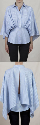 Gathered Waist Drape Shirt - DESIGNER INSPIRED FASHIONS