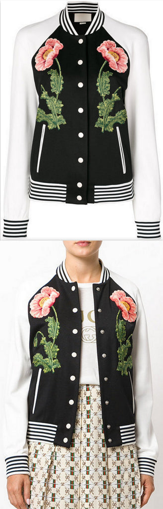 Floral Embroidered Bomber Jacket