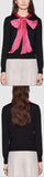 Black Knit Sweater with Pleated Bow