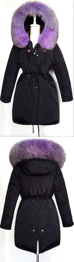 Fur Hooded Down Parka Coat