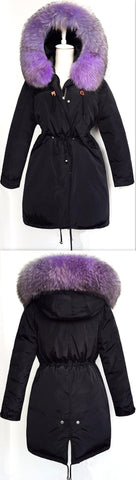 Fur Hooded Down Parka Coat