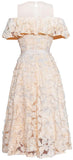 Cold-Shoulder Leaf-Embroidered Dress