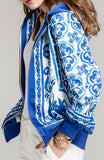 'Majolica' Print Hooded Jacket