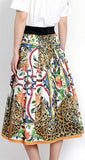 'Majolica' and Cheetah Print Midi Skirt