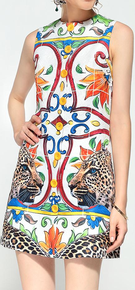Majolica & Cheetah Print Dress