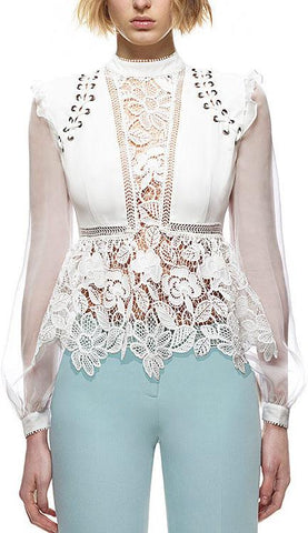 Lace Detail Top in White - DESIGNER INSPIRED FASHIONS