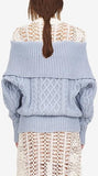 Long Cable Knit Cardigan - Light Blue, Black or Red