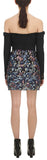 Off Shoulder Floral Sequin Embellished Dress