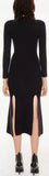Black Knit Color-Contrast Lace-up Dress