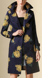 Floral Printed Trench Coat in Blue