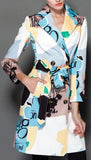 Multi Colored Printed Short Trench Coat - DESIGNER INSPIRED FASHIONS