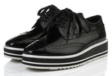 Leather Wedge Platform Oxford Shoes in Black or Silver - DESIGNER INSPIRED FASHIONS