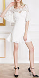 Lace Cutout Pleated-Side Dress, White - DESIGNER INSPIRED FASHIONS