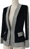 Black Velvet Rhinestones-Embellished Blazer