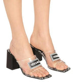Black & White Leather and PVC Sandals