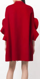 Ruffled Brushed Wool and Cashmere-Blend Cape, Red