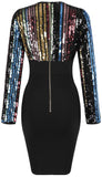 Low-Cut Sequin Bandage Dress
