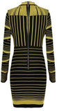 Long-Sleeve Striped Stretch Mini Dress