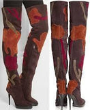 'Allison' Patchwork Over-the-Knee Suede Boot, Oxblood - DESIGNER INSPIRED FASHIONS