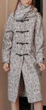 Print Wool-Blend Toggle-Button Coat with Scarf