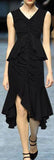 Black Ruched Peplum Asymmetrical Dress | DESIGNER INSPIRED FASHIONS
