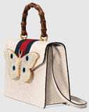 Ostrich Top Handle Bag with Moth