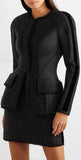 Tweed Paneled Scuba Jacket and Mini Skirt Set
