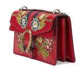 Dionysus Embroidered Leather Shoulder Bag, Red