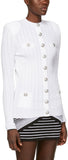 Button-Embellished Cardigan, White