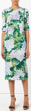 Hydrangea-Print Fitted Dress *Extended Sizes*