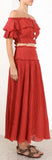 'Veneto' Off-the-Shoulder Draw Top and Shirred-Waist Skirt Set | DESIGNER INSPIRED FASHIONS