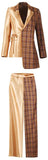 Asymmetrical Gold and Plaid Suit