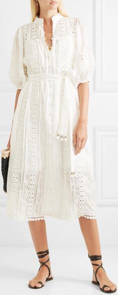 Castile Crochet-Paneled Embroidered Dress