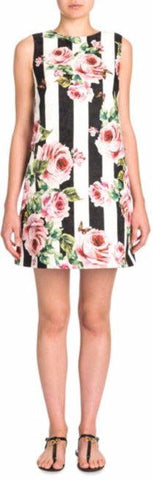 Roses & Stripe Brocade Dress
