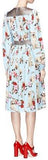 Dog & Rose Print Crepe De Chine Dress