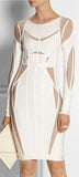 'Angelique' Color-Block Bandage Dress-White - DESIGNER INSPIRED FASHIONS