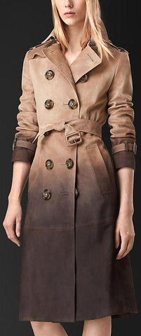 Stone D̩grad̩ Faux-Suede Trench Coat